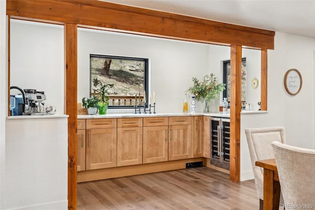 6640 Kilimanjaro Dr, Evergreen, CO 80439 - bar featuring beverage cooler, a sink, light wood-style flooring, and indoor wet bar