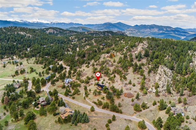 6640 Kilimanjaro Dr, Evergreen, CO 80439 - aerial view with a view of trees and a mountain view