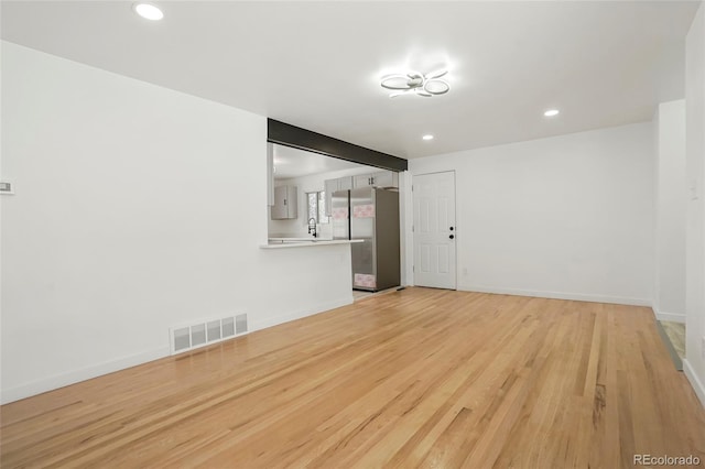 unfurnished living room featuring light hardwood / wood-style floors