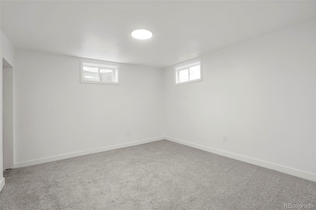 basement featuring carpet flooring