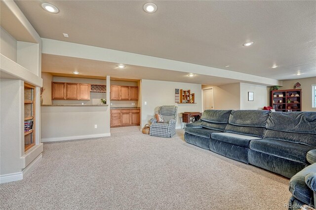 9952 Pinedale Dr, Colorado Springs, CO 80920 - living room with light colored carpet, recessed lighting, and baseboards