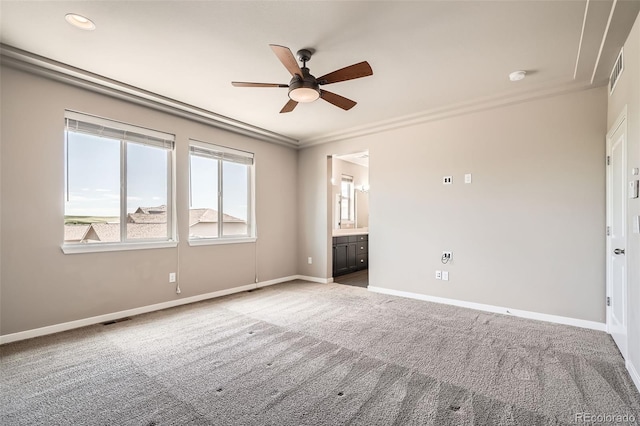 15437 W 95th Ave, Arvada, CO 80007 - spare room with ceiling fan, crown molding, carpet, a smoke detector, and recessed lighting