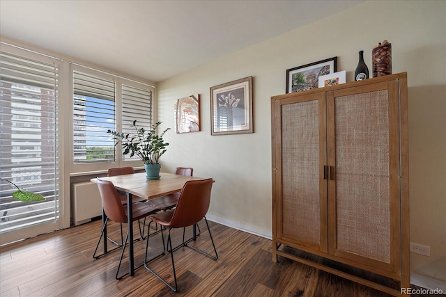 dining area with wood-type flooring