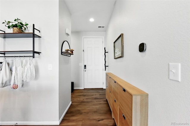 3699 Makley Cir, Castle Rock, CO 80104 - corridor with dark wood-style floors, baseboards, and recessed lighting