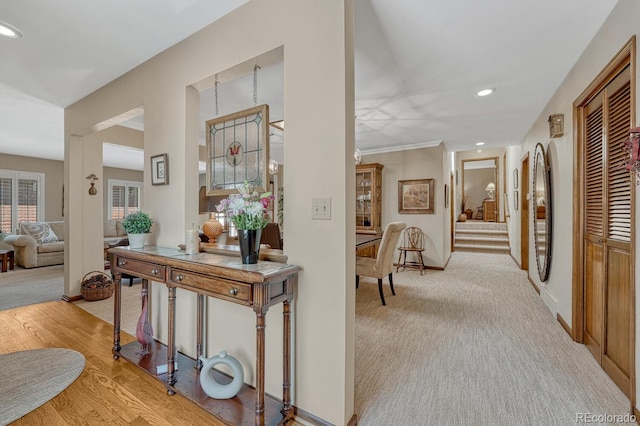 30 Eagle Dr, Littleton, CO 80123 - hall with baseboards, recessed lighting, and light colored carpet