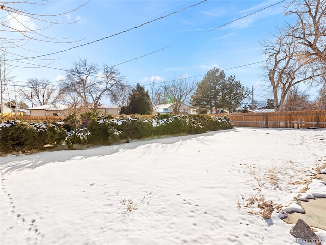 view of yard covered in snow