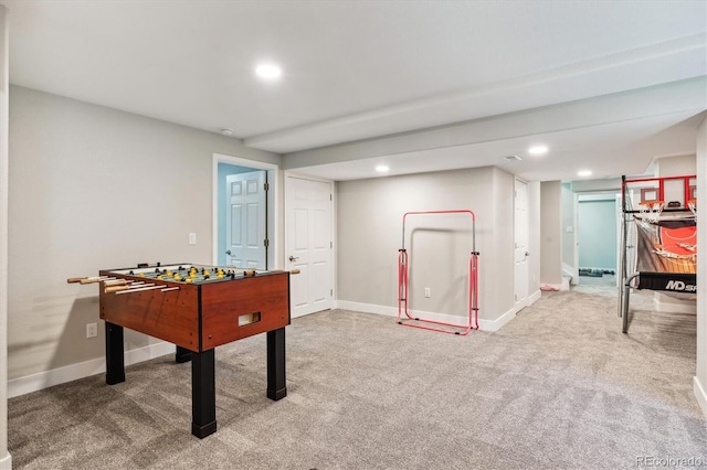 recreation room with carpet floors