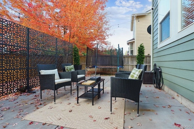 view of patio featuring a trampoline