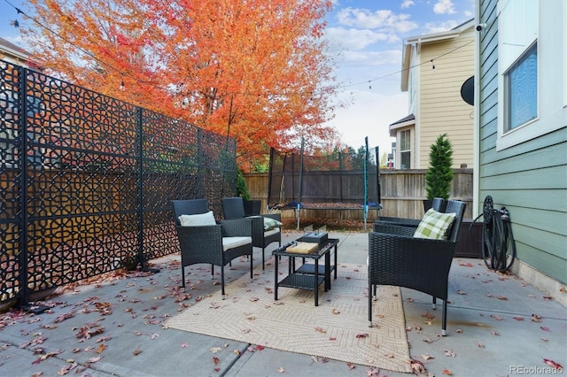 view of patio / terrace featuring a trampoline