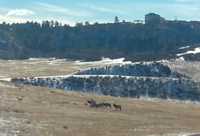 view of mountain feature with a rural view