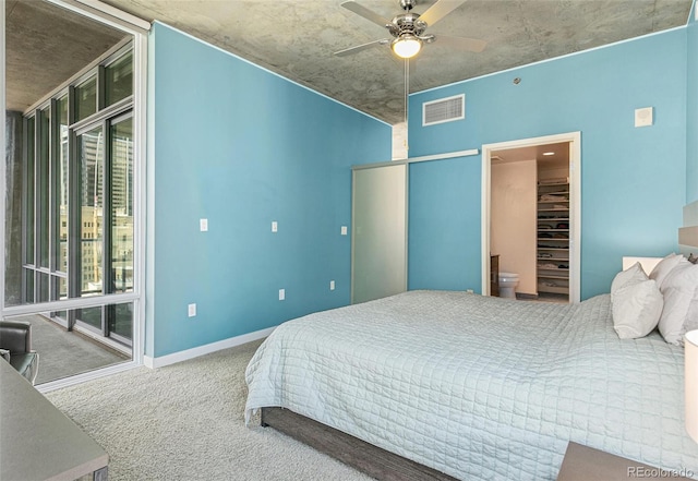 891 14th St Unit 1408, Denver, CO 80202 - bedroom featuring carpet floors, access to outside, and a ceiling fan