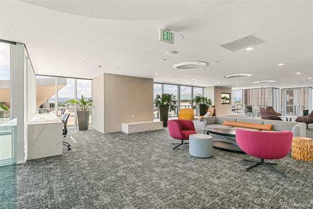 891 14th St Unit 1408, Denver, CO 80202 - building lobby with a wall of windows and recessed lighting