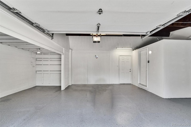 garage with a garage door opener