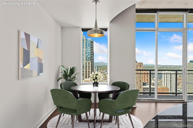 dining area featuring a wealth of natural light and expansive windows