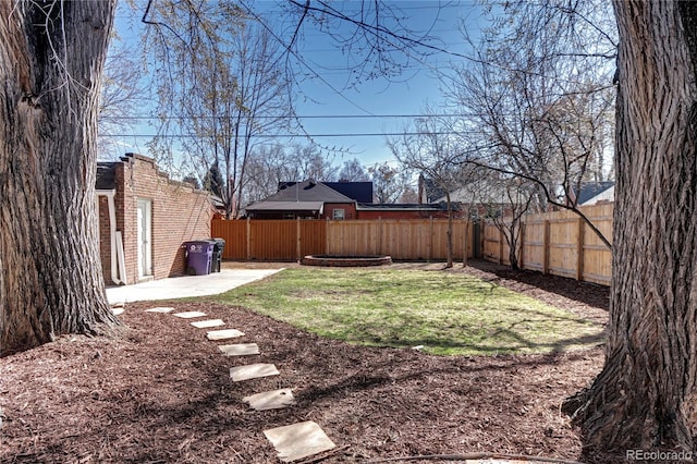 view of yard with a patio area