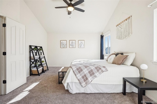 4844 Mt Evans St, Brighton, CO 80601 - bedroom with lofted ceiling, carpet, and ceiling fan