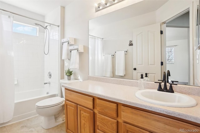 4844 Mt Evans St, Brighton, CO 80601 - full bath with vanity, shower / tub combo, and tile patterned flooring
