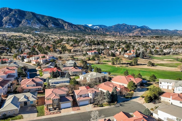 bird's eye view with a mountain view