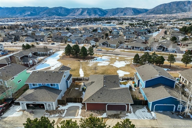 aerial view featuring a mountain view