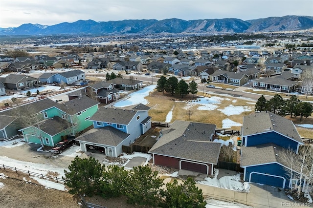 drone / aerial view with a mountain view