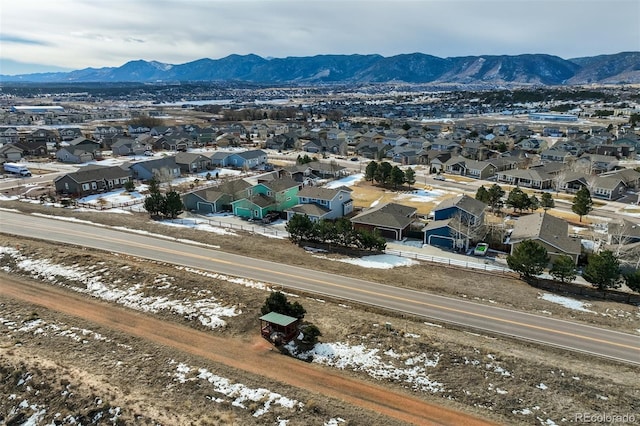 drone / aerial view with a mountain view