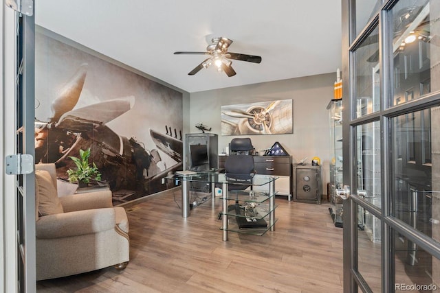 7408 Sodalite Way, Castle Rock, CO 80108 - office featuring ceiling fan and wood finished floors
