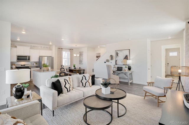 living room featuring light hardwood / wood-style flooring