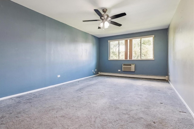 595 S Alton Way Unit 7B, Denver, CO 80247 - carpeted spare room with a baseboard radiator, a wall unit AC, and ceiling fan