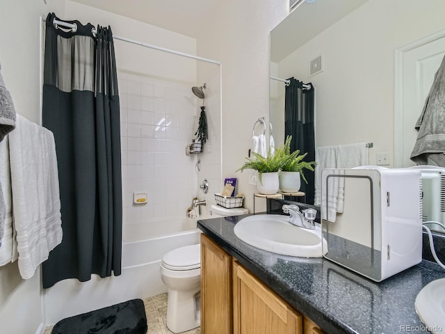 14700 E 104th Ave Unit 2605, Commerce City, CO 80022 - full bathroom with vanity, shower / bathtub combination with curtain, and toilet