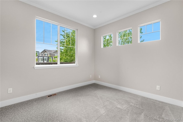23870 E Dorado Pl, Aurora, CO 80016 - unfurnished room with baseboards, crown molding, carpet, and recessed lighting