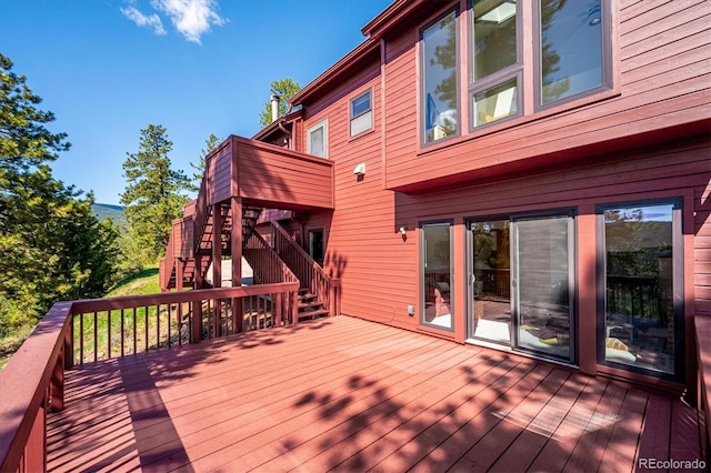 7350 Timber Trail Rd, Evergreen, CO 80439 - wooden terrace with stairs
