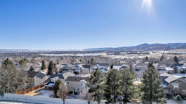 bird's eye view featuring a mountain view