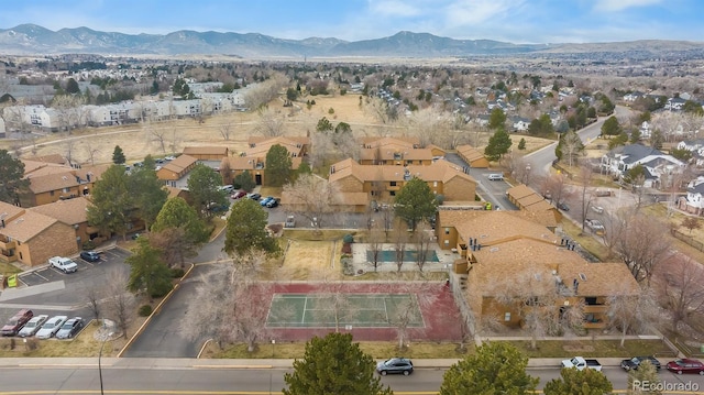 drone / aerial view with a mountain view