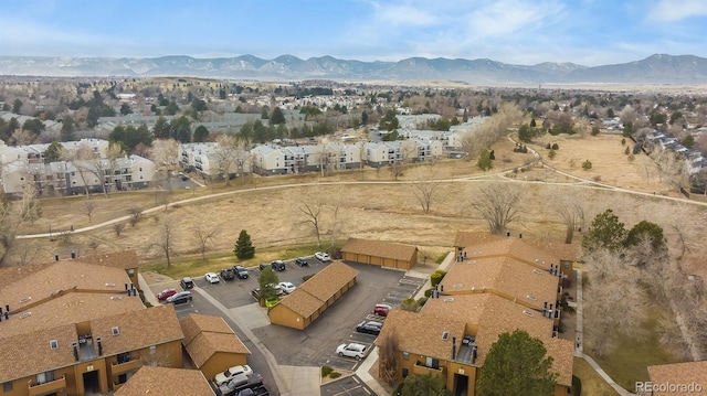 bird's eye view with a mountain view