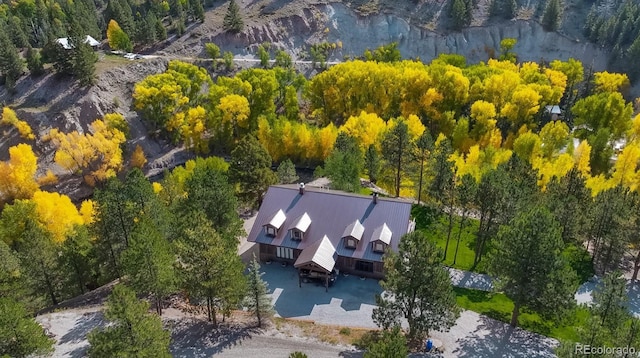 1300 N State Highway 149, Lake City, CO 81235 - aerial view of property and surrounding area with a heavily wooded area