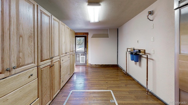 1300 N State Highway 149, Lake City, CO 81235 - kitchen with light brown cabinets, dark wood-type flooring, and a textured ceiling