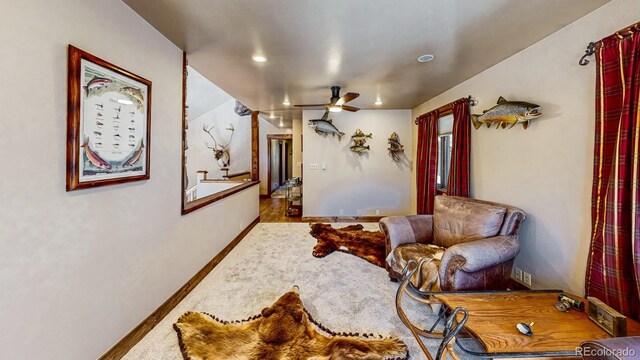 1300 N State Highway 149, Lake City, CO 81235 - living area with a ceiling fan, recessed lighting, and carpet floors