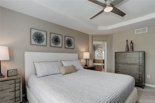 24686 E Florida Ave, Aurora, CO 80018 - bedroom with carpet, baseboards, a ceiling fan, and a raised ceiling