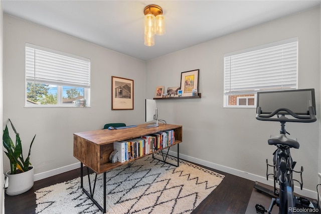 3011 Oneida St, Denver, CO 80207 - office area with baseboards and wood finished floors