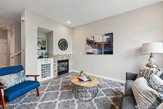 5555 E Briarwood Ave Unit 2604, Centennial, CO 80122 - living area with a fireplace with flush hearth and recessed lighting