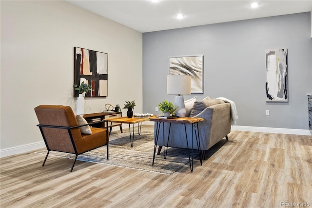 sitting room featuring light hardwood / wood-style floors