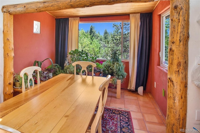 view of tiled dining room