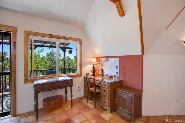 47 Aspen Rd, Woodland Park, CO 80863 - office area featuring vaulted ceiling