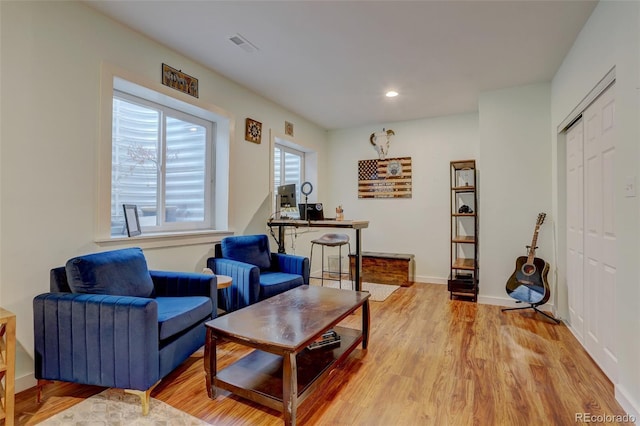 living area featuring light wood-type flooring