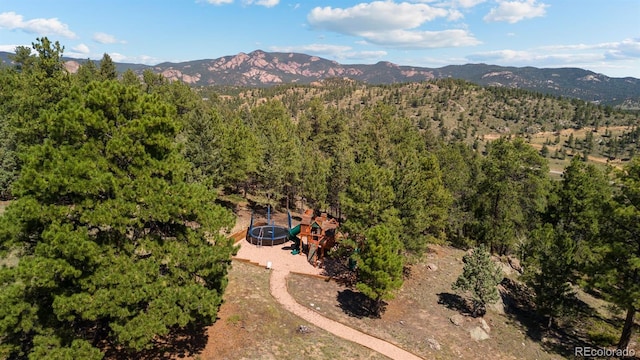 drone / aerial view with a mountain view