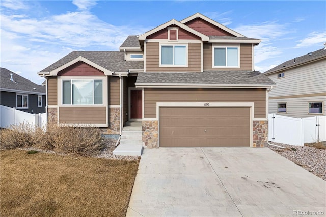 craftsman-style house with a garage