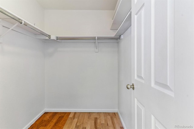 spacious closet with wood finished floors