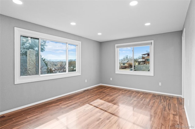 empty room with hardwood / wood-style flooring