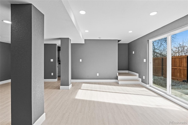 unfurnished living room featuring light hardwood / wood-style floors