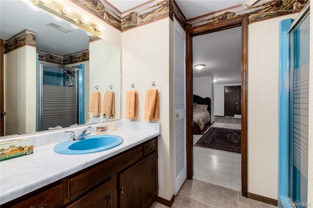 bathroom featuring vanity and tile patterned floors